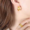 Immagine di Ecologico Semplice & Casual Elegante 18K Oro riempito 304 Acciaio Inossidabile forma di C Onda orecchino cerchio Per Donne 3.2cm x 2.7cm, 1 Paio