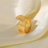 Bild von Umweltfreundlich Einfach und lässig Stilvoll 18K Vergoldet 304 Edelstahl Offen Ring Unisex 19mm (US Größe 9), 1 Stück