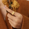 Bild von Umweltfreundlich Einfach und lässig Stilvoll 18K Vergoldet 304 Edelstahl Offen Verstellbar Streifen Ring Unisex 17mm (US Größe 6.5), 1 Stück