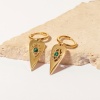 Picture of Eco-friendly Simple & Casual Stylish 18K Real Gold Plated 304 Stainless Steel & Stone Heart Eye Earrings For Women 22mm x 10mm, 1 Pair