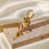 Picture of Eco-friendly Simple & Casual Stylish 18K Real Gold Plated 304 Stainless Steel & Stone Heart Eye Earrings For Women 22mm x 10mm, 1 Pair