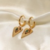 Picture of Eco-friendly Simple & Casual Stylish 18K Real Gold Plated 304 Stainless Steel & Stone Heart Eye Earrings For Women 22mm x 10mm, 1 Pair