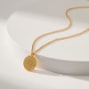 Picture of Eco-friendly Retro Stylish 18K Real Gold Plated Copper & Cubic Zirconia Link Cable Chain Round Eye Pendant Necklace Unisex 37cm(14 5/8") long, 1 Piece