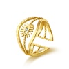 Immagine di Ecologico Semplice & Casual Elegante 14k Vero Oro Placcato 304 Acciaio Inossidabile & Zircone Cubico Aperto Malocchio Filigrana Anello Per Donne 20mm (taglia di US: 10.25), 1 Pz