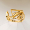 Immagine di Ecologico Semplice & Casual Elegante 14k Vero Oro Placcato 304 Acciaio Inossidabile & Zircone Cubico Aperto Malocchio Filigrana Anello Per Donne 20mm (taglia di US: 10.25), 1 Pz