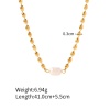 Bild von Umweltfreundlich Elegant Stilvoll 18K Vergoldet 304 Edelstahl & Naturperle Kugelkette Kette Halskette Für Frauen 41cm lang, 1 Strang