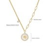Picture of Eco-friendly Exquisite Stylish 18K Real Gold Plated 304 Stainless Steel & Cubic Zirconia Link Chain Round Flower Splicing Pendant Necklace For Women 41cm(16 1/8") long, 1 Piece