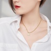 Picture of Eco-friendly Exquisite Stylish 18K Real Gold Plated 304 Stainless Steel & Cubic Zirconia Link Chain Round Flower Splicing Pendant Necklace For Women 41cm(16 1/8") long, 1 Piece