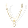 Immagine di Ecologico Semplice & Casual Elegante Colore Oro 18K 304 Acciaio Inossidabile Catena a Pallini Geometrica Multistrato Collana Per Donne 42cm Lunghezza, 1 Pz