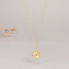 Picture of Eco-friendly Simple & Casual Stylish 18K Real Gold Plated 316L Stainless Steel Link Cable Chain Round Peach Blossom Flower Pendant Necklace For Women 40cm(15 6/8") long, 1 Piece