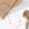 Immagine di Ecologico Dolce & Carino Romantico 14k Vero Oro Placcato 304 Acciaio Inossidabile Cavo Catena Cuore Smalto Strozzatore Collana Per Donne 38cm Lunghezza, 1 Pz