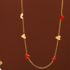 Immagine di Ecologico Dolce & Carino Romantico 14k Vero Oro Placcato 304 Acciaio Inossidabile Cavo Catena Cuore Smalto Strozzatore Collana Per Donne 38cm Lunghezza, 1 Pz