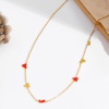 Immagine di Ecologico Dolce & Carino Romantico 14k Vero Oro Placcato 304 Acciaio Inossidabile Cavo Catena Cuore Smalto Strozzatore Collana Per Donne 38cm Lunghezza, 1 Pz