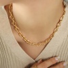 Picture of Eco-friendly Simple & Casual Stylish 18K Real Gold Plated 304 Stainless Steel Link Cable Chain Drawbench Necklace Unisex 40cm(15 6/8") long, 1 Piece