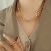 Picture of Eco-friendly Simple & Casual Stylish 18K Real Gold Plated 304 Stainless Steel Link Cable Chain Drawbench Necklace Unisex 40cm(15 6/8") long, 1 Piece