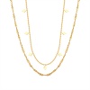 Immagine di Ecologico Semplice & Casual Elegante 18K Oro riempito 304 Acciaio Inossidabile Collana della Catena del Fiore Rombo Multistrato Collana Per Donne 40cm Lunghezza, 1 Pz