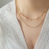 Immagine di Ecologico Semplice & Casual Elegante 18K Oro riempito 304 Acciaio Inossidabile Collana della Catena del Fiore Rombo Multistrato Collana Per Donne 40cm Lunghezza, 1 Pz