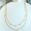 Immagine di Ecologico Semplice & Casual Elegante 18K Oro riempito 304 Acciaio Inossidabile Collana della Catena del Fiore Rombo Multistrato Collana Per Donne 40cm Lunghezza, 1 Pz