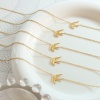 Immagine di Ecologico Pastorale Naturale Elegante 18K Oro riempito 304 Acciaio Inossidabile Cavo Catena Rondine Strozzatore Collana Per Donne 33cm Lunghezza, 1 Pz