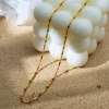 Picture of Eco-friendly Simple & Casual Stylish 18K Real Gold Plated 304 Stainless Steel Ball Chain Enamel Necklace For Women 40cm(15 6/8") long, 1 Piece