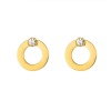 Immagine di Ecologico Semplice & Casual Elegante 18K Oro riempito 304 Acciaio Inossidabile & Zircone Cubico Anello Orecchini a Perno Per Donne 1cm x 1cm, 1 Paio