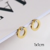 Immagine di Ecologico Semplice & Casual Elegante 18K Oro riempito 304 Acciaio Inossidabile & Zircone Cubico Anello Orecchini a Perno Per Donne 1cm x 1cm, 1 Paio