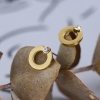 Immagine di Ecologico Semplice & Casual Elegante 18K Oro riempito 304 Acciaio Inossidabile & Zircone Cubico Anello Orecchini a Perno Per Donne 1cm x 1cm, 1 Paio