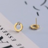 Immagine di Ecologico Semplice & Casual Elegante 18K Oro riempito 304 Acciaio Inossidabile & Zircone Cubico Anello Orecchini a Perno Per Donne 1cm x 1cm, 1 Paio