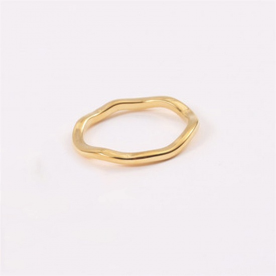 Bild von Umweltfreundlich Minimalistisch Stilvoll 18K Vergoldet 304 Edelstahl Uneinstellbar Unregelmäßig Ring Für Frauen 15.7mm (US Größe: 5), 1 Stück