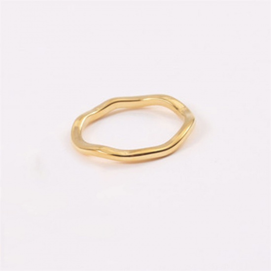Bild von Umweltfreundlich Minimalistisch Stilvoll 18K Vergoldet 304 Edelstahl Uneinstellbar Unregelmäßig Ring Für Frauen 17.3mm（US Größe:7), 1 Stück