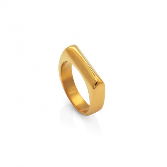 Imagen de Respetuoso del Medio Ambiente Sencillo & Casual Elegante 18K Oro lleno 304 Acero Inoxidable No Ajustable Geométrico Anillos Unisexo 16.5mm (US Size 6), 1 Unidad