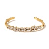 Picture of Eco-friendly Exquisite Stylish 18K Real Gold Plated 304 Stainless Steel & Cubic Zirconia Open Cuff Bangles Bracelets For Women 1 Piece