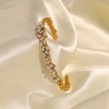 Picture of Eco-friendly Exquisite Stylish 18K Real Gold Plated 304 Stainless Steel & Cubic Zirconia Open Cuff Bangles Bracelets For Women 1 Piece