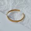 Picture of Eco-friendly Natural Pastoral Stylish 18K Real Gold Plated 304 Stainless Steel Ear Of Wheat Open Cuff Bangles Bracelets For Women 1 Piece