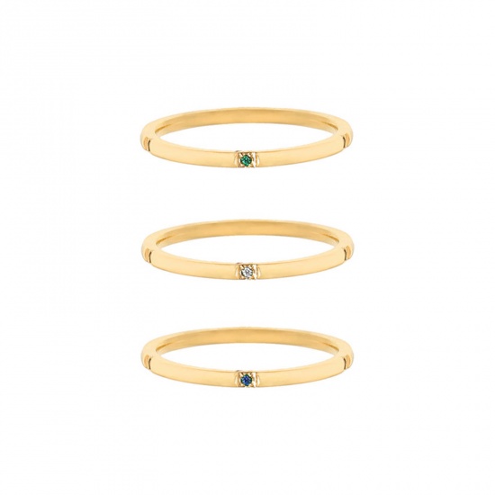Immagine di Ecologico Semplice & Casual Elegante 18K Oro Placcato 304 Acciaio Inossidabile & Zircone Cubico Non Regolabile Anello Per Donne 16.5mm (taglia di US: 6), 1 Serie