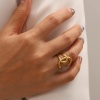 Imagen de Respetuoso del Medio Ambiente Estilo Ins Elegante 18K Oro lleno 304 Acero Inoxidable Abierto Trenzado Anillos Unisexo 21mm (US Size 11.5), 1 Unidad