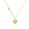 Immagine di Ecologico Elegante 18K Oro riempito 304 Acciaio Inossidabile Cavo Catena Cuore Impiombatura Collana con Ciondolo 42cm Lunghezza, 1 Pz