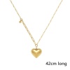 Immagine di Ecologico Elegante 18K Oro riempito 304 Acciaio Inossidabile Cavo Catena Cuore Impiombatura Collana con Ciondolo 42cm Lunghezza, 1 Pz
