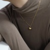 Immagine di Ecologico Elegante 18K Oro riempito 304 Acciaio Inossidabile Cavo Catena Cuore Impiombatura Collana con Ciondolo 42cm Lunghezza, 1 Pz