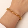 Bild von Umweltfreundlich Einfach und lässig Stilvoll 18K Vergoldet 304 Edelstahl Panzerkette Kette Armband Unisex 17cm lang, 1 Strang