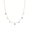 Immagine di Ecologico Dolce & Carino Elegante 18K Oro riempito 304 Acciaio Inossidabile & Zircone Cubico Catena a Pallini Rettangolo Goccia Collana con Ciondolo Per Donne 41cm Lunghezza, 1 Pz