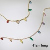 Immagine di Ecologico Dolce & Carino Elegante 18K Oro riempito 304 Acciaio Inossidabile & Zircone Cubico Catena a Pallini Rettangolo Goccia Collana con Ciondolo Per Donne 41cm Lunghezza, 1 Pz
