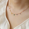 Immagine di Ecologico Dolce & Carino Elegante 18K Oro riempito 304 Acciaio Inossidabile & Zircone Cubico Catena a Pallini Rettangolo Goccia Collana con Ciondolo Per Donne 41cm Lunghezza, 1 Pz