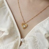 Immagine di Ecologico Semplice & Casual Elegante 18K Oro riempito 304 Acciaio Inossidabile & Conchiglia Catena a Pallini Cuore Collana con Ciondolo Per Donne San Valentino 56cm Lunghezza, 1 Pz