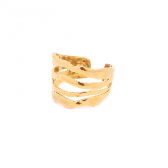 Imagen de Hipoalergénico Sencillo & Casual Retro 18K Oro lleno 304 Acero Inoxidable Abierto Irregular Anillos Unisexo Fiesta 20mm (US Size 10.25), 1 Unidad
