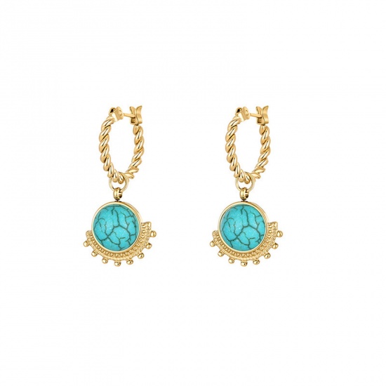 Immagine di Ipoallergenico Semplice & Casual Stile Bohemien 14k Vero Oro Placcato 304 Acciaio Inossidabile Orecchino Per Donne 3cm x 1.4cm, 1 Paio