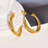 Immagine di Ecologico Semplice & Casual Elegante 18K Oro riempito 304 Acciaio Inossidabile Intrecciato orecchino cerchio Per Donne Festa 2.7cm x 2.5cm, 1 Paio
