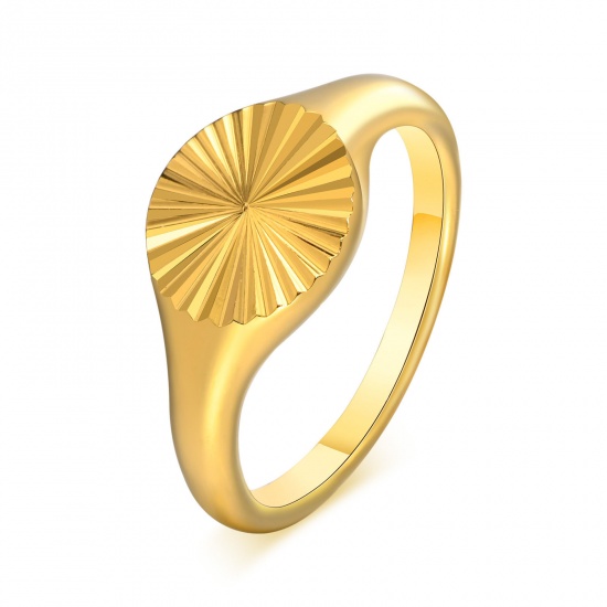 Imagen de Respetuoso del Medio Ambiente Sencillo & Casual Elegante 18K Oro lleno 304 Acero Inoxidable No Ajustable Ronda Raya Anillos Para Mujeres 15.7mm (US size: 5), 1 Unidad