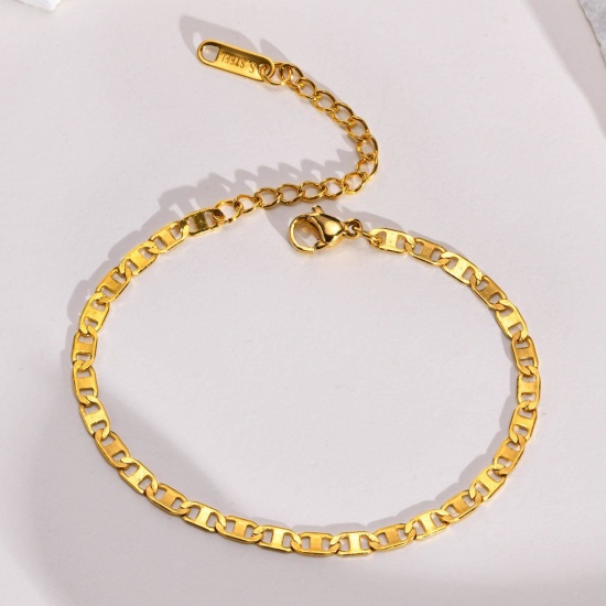 Picture of 304 Stainless Steel Stylish Anklet Link Chain 18K Real Gold Plated 21cm(8 2/8") long, 1 Piece