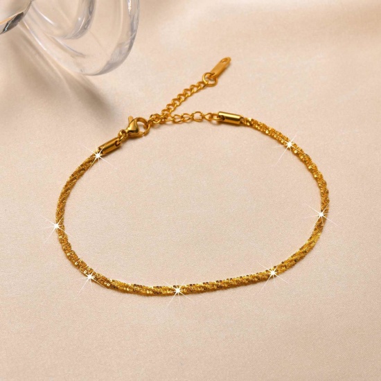 Picture of 304 Stainless Steel Stylish Anklet Link Chain 18K Real Gold Plated 21cm(8 2/8") long, 1 Piece